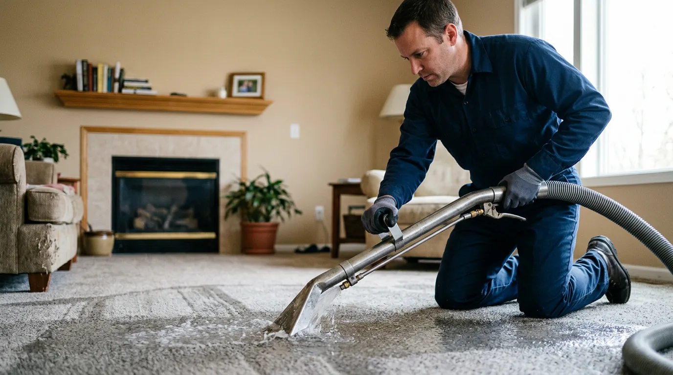 Water damage restoration technician working near Ebervale, PA